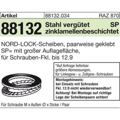 NOBRAND - ART 88132 NORD-LOCK Scheiben geklebt DNL 16 (17 x 25,4 x 3,4) S