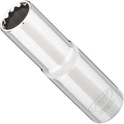 VIGOR® - VIGOR Doppelsechskant Steckschlüsseleinsatz ∙ lang ∙ V7512L-14 ∙ 1/2 Zoll (12,5 mm) Vierkant hohl ∙ Außen Doppelsechskant Profil ∙ SW 14 mm