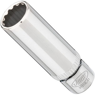 VIGOR® - VIGOR Doppelsechskant Steckschlüsseleinsatz ∙ lang ∙ V7514L-11 ∙ 1/4 Zoll (6,3 mm) Vierkant hohl ∙ Außen Doppelsechskant Profil ∙ SW 11 mm