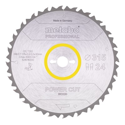metabo® - Sägeblatt "power cut wood - professional" ø315x3,0/2,0x30, Z24 WZ 20° 628016000